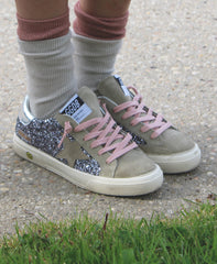 May All Over Glitter Pink Laces Sneakers